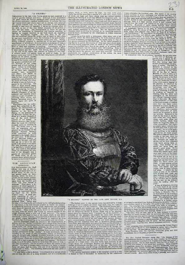 Original Old Antique Print 1868 Fine Art Man Sier Army Uniform John Phillip