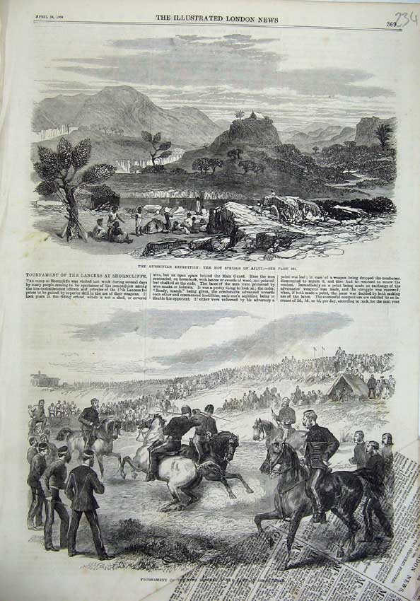 Old Antique Print 1868 Abyssinian Springs Ailet Horse Lancers Tournament 19th