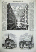Old Antique Print Indian Department Lambeth 1868 Church Hoxton Saviours 19th