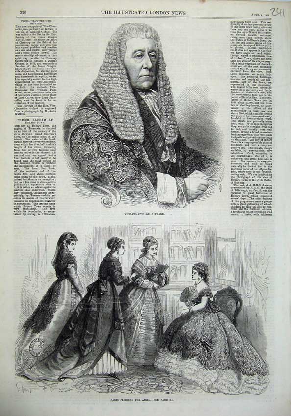Old Antique Print Paris Fashion 1868 Portrait Vice Chancellor Giffard Art 19th
