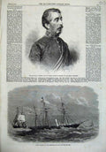 Old Antique Print Edward Frome Royal Engineers 1868 Ship Vigilant Red Sea 19th