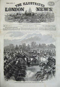 Old Antique Print 1868 Inspection Troops Aldershot Queen Cavalry War Army 19th