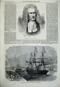 Old Antique Print Lord Justice William Page Wood 1868 Dock Millwall Ship 19th