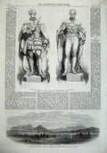 Old Antique Print Statue King George William Westminster 1868 Hiogo Japan 19th