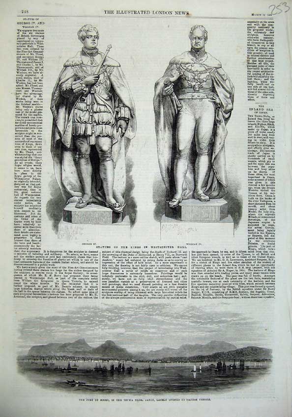 Old Antique Print Statue King George William Westminster 1868 Hiogo Japan 19th