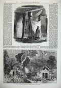 Original Old Antique Print 1868 Abyssinian Church Chaffa Church Shrine Romanus
