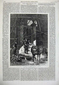 Old Antique Print Fine Art 1868 Water Carriers Well Alhambra Donkey Man 19th