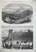 Original Old Antique Print Cloister Palace Yard Westminster 1868 Rio De Janeiro