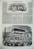 Old Antique Print Cottages Labourers Althorp 1868 Japan Wrestling Osaka 19th