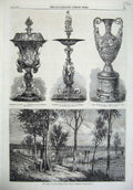 Old Antique Print Bremner Railway Bridge Australia 1868 Testimonial Vase 19th