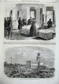 Old Antique Print Lighthouse Kennery Bombay 1868 Bartholomew'S Hospital 19th