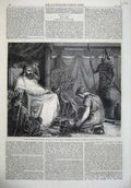 Original Old Antique Print 1868 David Showing Head Goliath Saul Fine Art Starr