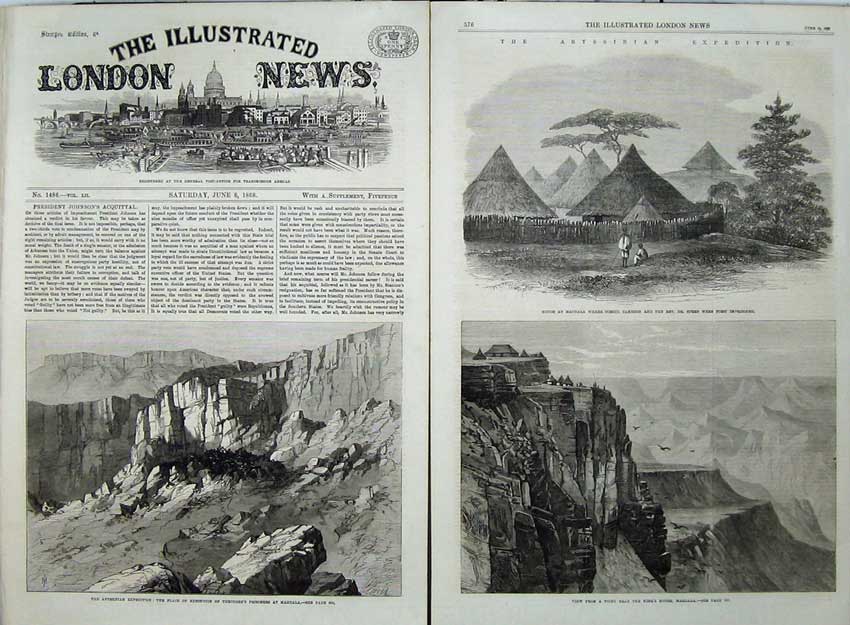 Old Antique Print 1868 Anyssinian Theodore Magdala King'S House Cameron 19th