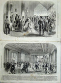 Old Antique Print 1868 Buckingham Palace Queen Drawing-Room London Art 19th