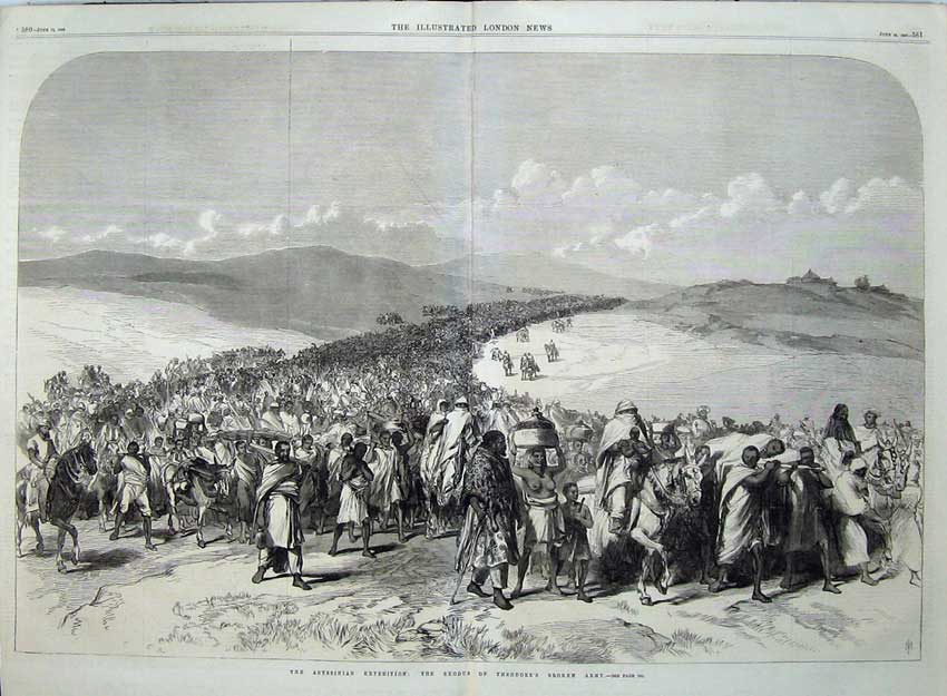 Old Antique Print 1868 Abyssinia Exodus Theodores Broken Army Fine Art 19th
