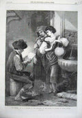 Old Antique Print 1869 Letter Sitting Man Women Romance Riviere Fine Art 19th