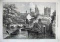 Original Old Antique Print 1869 Cam River Dredging Johns Bridge Cambridge Boats