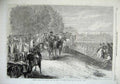 Original Old Antique Print 1869 Emperor Prince Wales Bois Boulogne Paris Horses