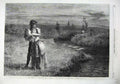 Original Old Antique Print Fine Art 1869 Fair Helen Kirkconnel Man Woman River