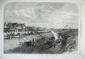 Old Antique Print 1869 Isthmus Suez Maritime Canal Ismailia Boats Houses 19th