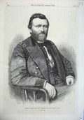 Old Antique Print 1869 Portrait General Grant President United States Art 19th