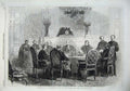 Original Old Antique Print 1869 Sitting Conference Paris Turkish Greek Question