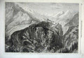 Original Old Antique Print 1869 Mont Cenis Railway Fort L'Esseillon Brabans Art