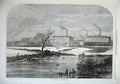 Original Old Antique Print 1869 View Floods Nottingham River Buildings Fine Art