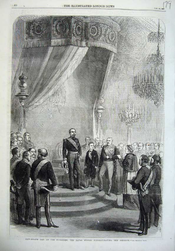 Old Antique Print 1869 New Years Tuileries Papal Nuncio Emperor Fine Art 19th