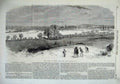 Original Old Antique Print 1869 Floods Oxford North Hinkley Hill Town Trees
