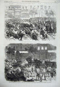 Old Antique Print Paris Disturbances 1869 Cavalry Boulevards Montmartre 19th