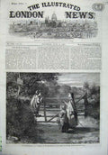 Original Old Antique Print 1869 Fine Art Children Climbing Gate Country Macnab