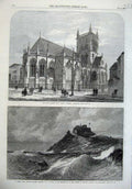 Old Antique Print 1869 Chapel John'S College Cambridge Orgueil Jersey Art 19th