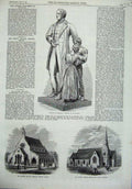 Old Antique Print Statue Richard Oastler 1869 Church India Jude'S Brixton 19th