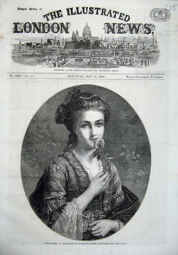 Old Antique Print 1869 Fine Art Portrait Beautiful Blonde Woman Maclean 19th