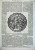 Original Old Antique Print 1869 GRepousse Medallion Vechite 19th