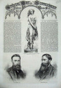 Original Old Antique Print 1869 Statue Undine Portrait Poynter George Mason Art