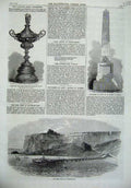 Old Antique Print Pier Scarborough Ship 1869 Monument Baines Quebec Cup 19th