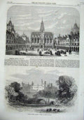 Original Old Antique Print Columbia Market Bethnal-Green Lismore Castle Ireland