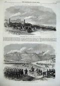 Old Antique Print 1869 Ta Army Review Dover Traction Engines Castle War 19th