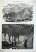 Old Antique Print Ngatapa Pah Poverty Bay New Zealand 1869 Monks Convent 19th