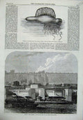 Old Antique Print Hungerford Pier River Thames 1869 Physalia Man-Of-War 19th