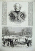 Original Old Antique Print Field Marshal Lord Gough 1869 Athletic Sports Putney