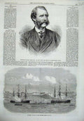 Old Antique Print Channel Fleet Lisbon 1869 Henderson Metropolitan Police 19th