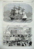 Old Antique Print 1869 Austrian Ship Radetzky Industrial Exhibition Baths 19th