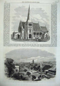 Old Antique Print Trinity Church Rangoon Burmah Merchant Street 1869 Art 19th