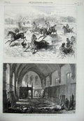 Old Antique Print Windsor Steeplechase 1869 Dining Hall Inner Temple Ruin 19th
