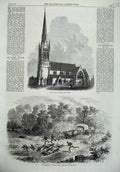 Old Antique Print All Saints Church Sheffield 1869 Travelling Africa Cows 19th