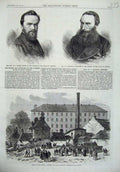 Original Old Antique Print Cowper House Commons Mundella 1869 Woodside Glasgow