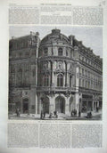 Old Antique Print Exterior Theatre Vaudeville Paris France Fine Art 1869 19th